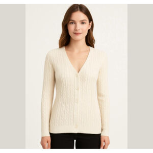 Designers ORIGINALS - cable knit front button cardigan ivory Sz M